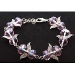 Pink Coloured Crystal Glass Guardian Angel Bracelet